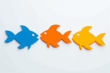 Three Colorful Paper Fish in a Row

