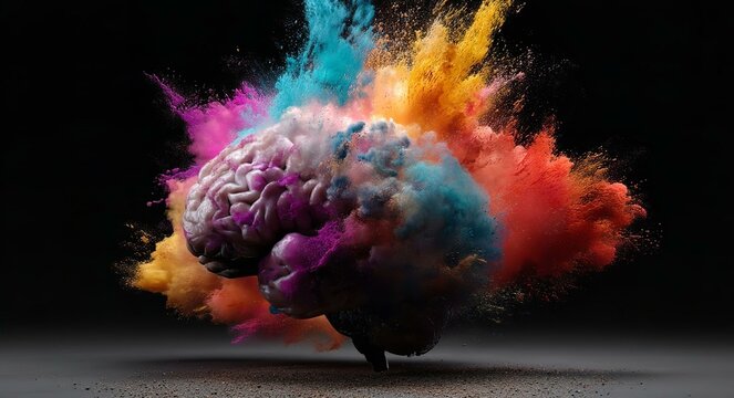 Concept art of a human brain exploding with knowledge and creativity. generative ai