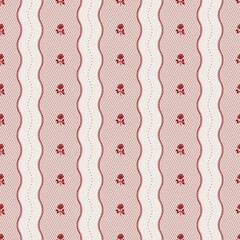 Vintage Wavy lace seamless pattern in a fine mesh and rose silhouette. Vector illustration