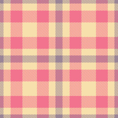 Rich pale peach Seamless Tartan with Vintage carnation accents Fabric Design