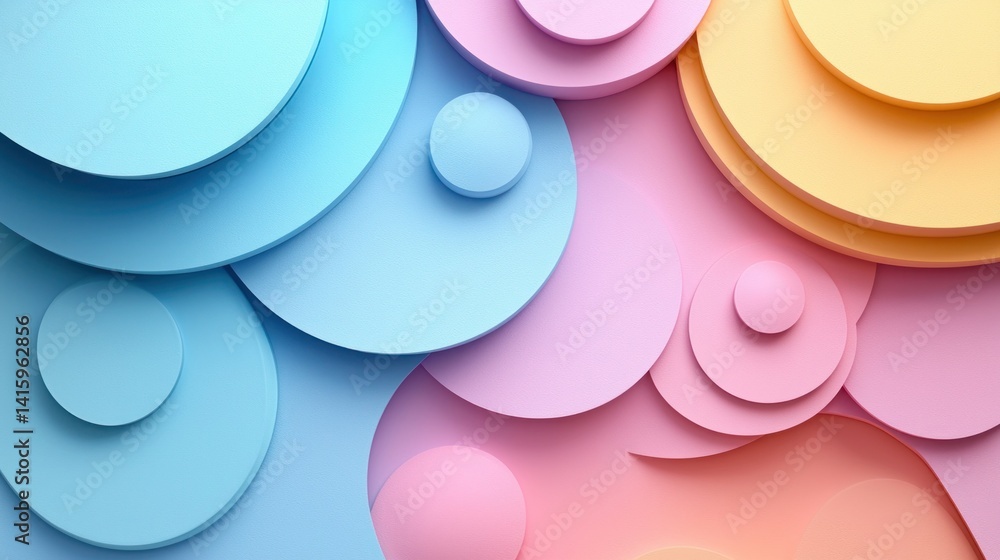 Aufkleber pastel colored circles in soft gradient paper texture background