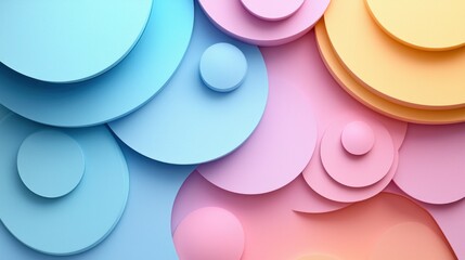Obraz premium Pastel Colored Circles in Soft Gradient Paper Texture Background