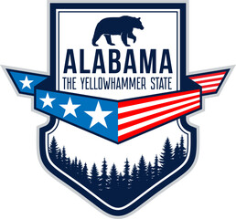 Alabam vector label with mountains and black bear