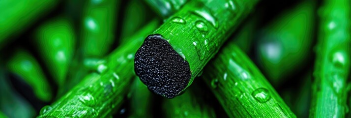 Close-up of fresh, vibrant green vegetable stems