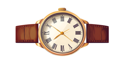 Elegant Vintage Watch with Roman Numerals and Leather Strap for Timeless Design