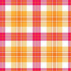 Smoky pumpkin orange Tartan patterns fabric texture. Traditional Sandy white Seamless Tartan