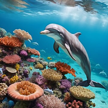 dolphin and coral