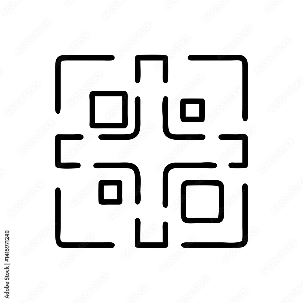 Poster qr code icon illustration in minimal style for technology and communication concept
