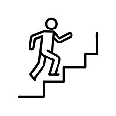 Climbing stairs icon illustration in minimal style for fitness and movement concept