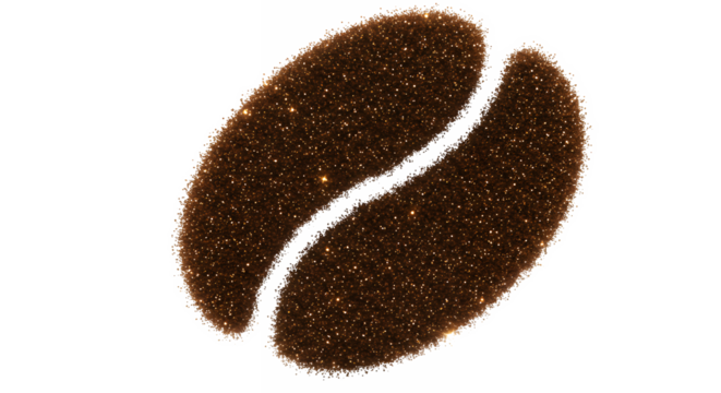 Coffee Bean Sparkling Glitter Art on White Background