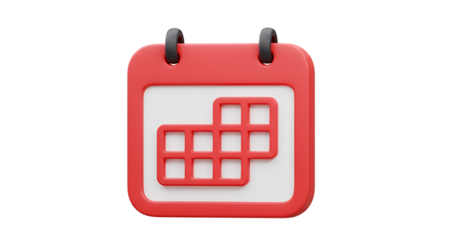 Red Calendar Icon with Grid, Appointment Reminder, Schedule