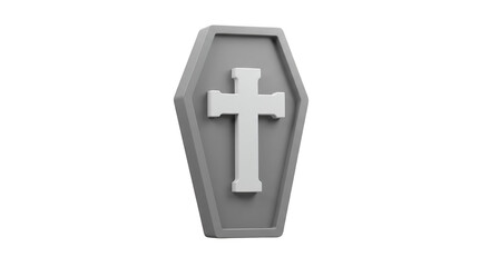 Obraz premium Gray Coffin with Cross Symbol Funeral or Cemetery Concept