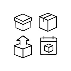 vector illustration of elements with package symbols