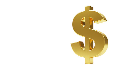 Dollar Sign Golden Symbol on White Background