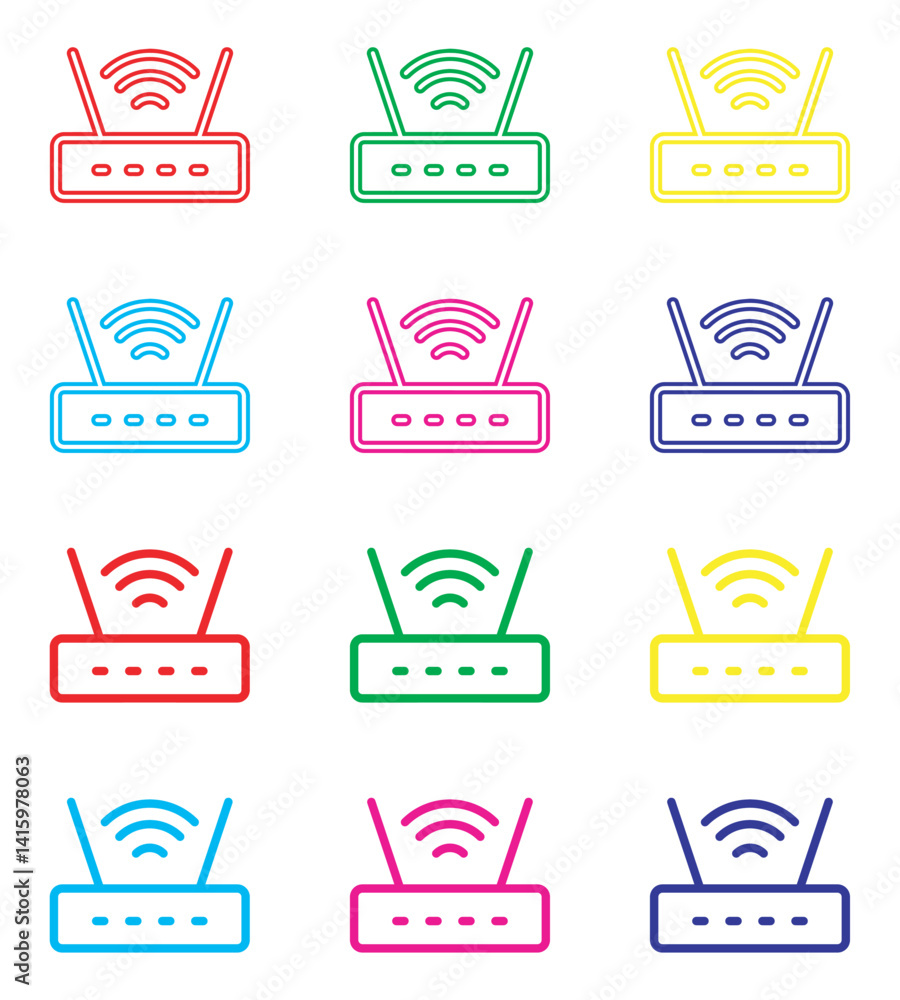 Poster wi fi icon vector. wireless router icon sign symbol in trendy flat style. set elements in colored ic