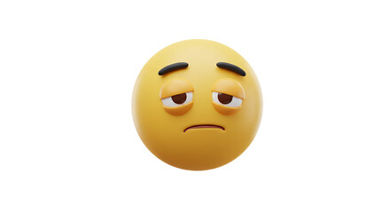 Fototapeta premium Sad Emoji with Droopy Eyes on White Background