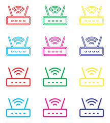 Wi Fi icon vector. Wireless router icon sign symbol in trendy flat style. Set elements in colored icons. Wifi vector icon illustration isolated on white background