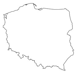 Black Outline Poland Map Europe Country