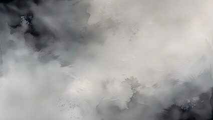 Obraz premium Abstract swirls and washes of black and gray ink bleeding into a lighter background. 