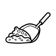 Soil scoop icon with gravel, gardening tool concept
