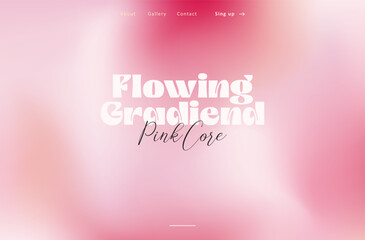 Pinkcore fluid wave gradient landing page. Rose and white modern flow bland shape background design for cover, banner, poster, flyer, presentation, advertising