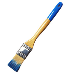 Paint brush with blue paint on transparent background