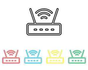 Wi Fi icon vector. Wireless router icon sign symbol in trendy flat style. Set elements in colored icons. Wifi vector icon illustration isolated on white background