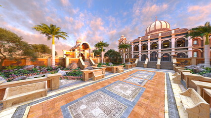 宮殿の中庭　3DCGレンダリング