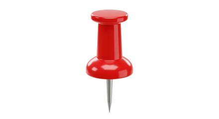 A 3D single red pushpin stationery item on white background