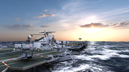 Obraz premium 航空母艦 3DCGレンダリング