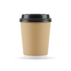A disposable coffee cup with a lid against isolated on white background