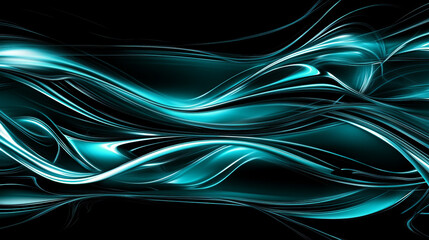 Fototapeta premium Fluid Neon Blue Ribbon Waves Flowing Across a Dark Canvas