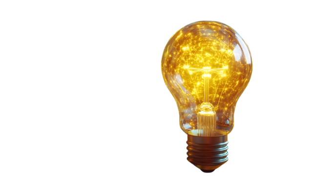Professional and Creative Lightbulb Concept with Yellow AI Bulb and Others for Marketing and Innovation Strategies