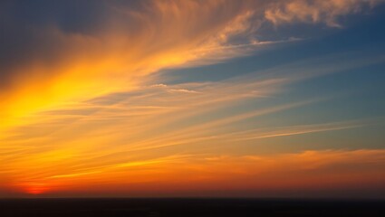 Radiant Sunset Sky with Vibrant Orange and Blue Hues