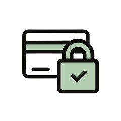 Secure Payment Icon with Credit Card and Lock  