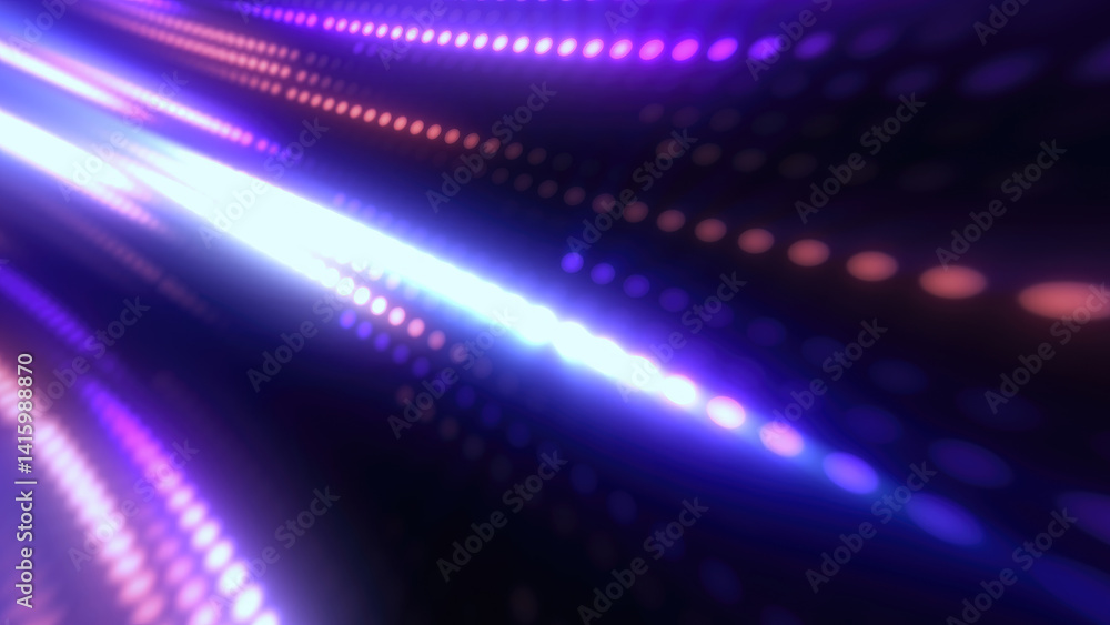 Poster vibrant purple and blue dot pattern with streaks of light, creating a sense of energy and futuristic