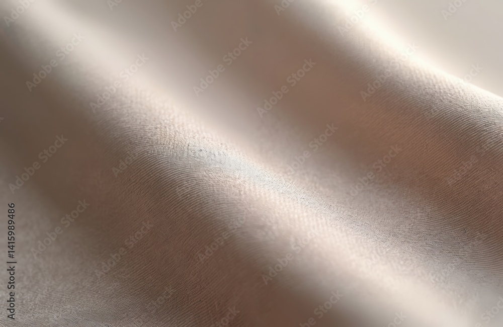 Poster close-up view of soft beige fabric texture. gentle folds create sense of depth. woven material looks
