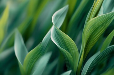 Obraz premium Close Up of Lush Green Leaves in Natural Abstract Pattern