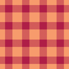 Plaid pattern seamless. Neon peach & Fire raspberry Tartan Fabric Design. 