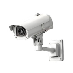 Modern White Security Camera Mounted on Wall for Surveillance and Safety