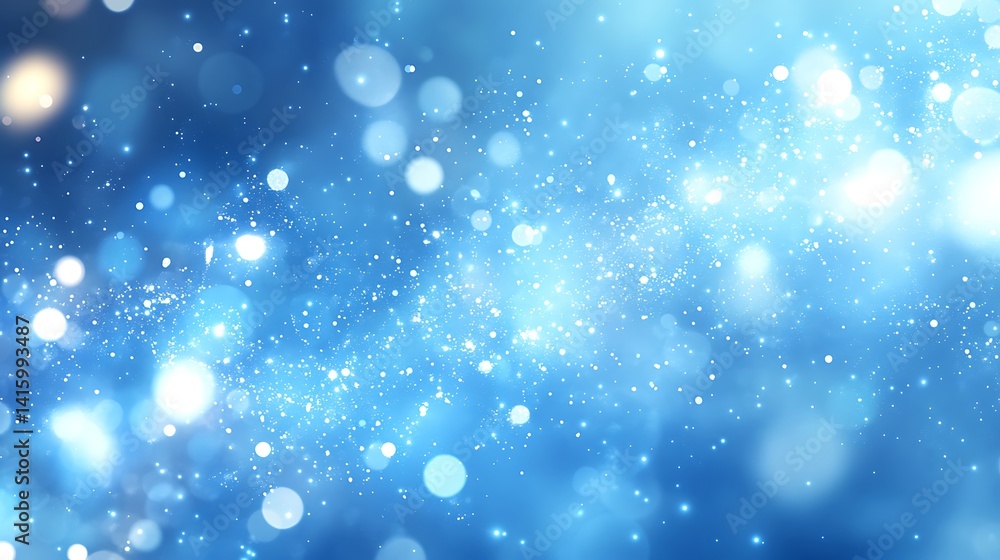 Poster abstract blue bokeh background with sparkling light effects
