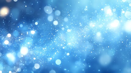 Abstract Blue Bokeh Background with Sparkling Light Effects