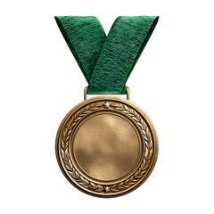 Bronze Medal with Green Ribbon Award Achievement Success Victory
