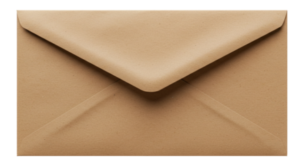 Simple kraft paper envelope, sealed and ready to be sent.