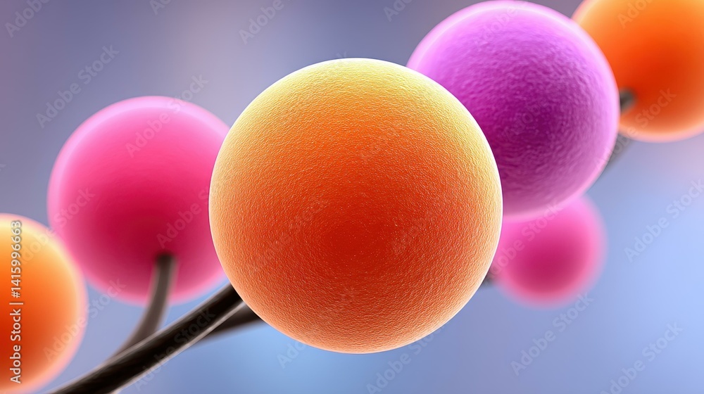 Aufkleber a vibrant mix of color spheres linked by wires symbolizes dynamic communication and seamless connect