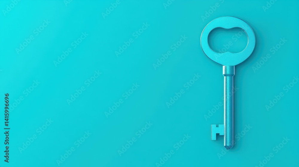 Poster a key on a blue background showcases the essence of security in digital spaces, highlighting data pr