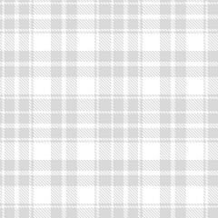 Soft light grey Seamless Tartan with Deep white accents Fabric Design