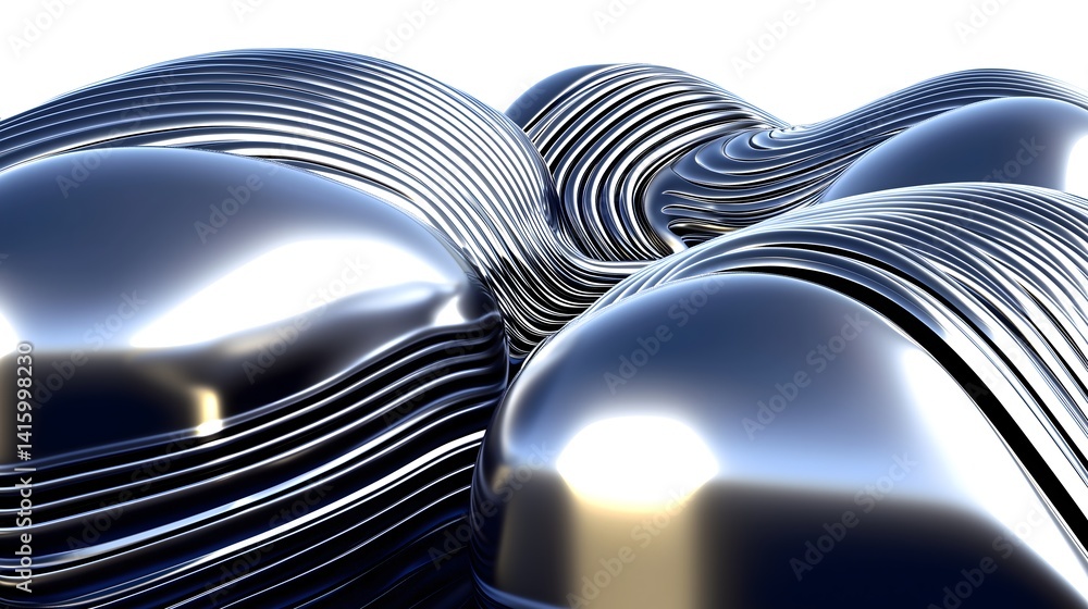 Poster metallic abstract flow: an abstract and captivating design featuring a dynamic flow of interwoven me