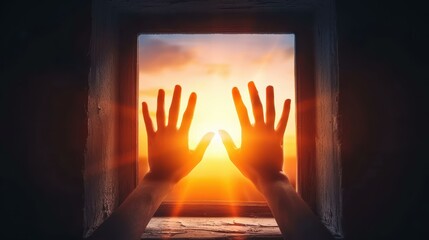Eerie hands grasp from an ancient window, capturing the haunting spirit of Halloween with a grainy, atmospheric effect.