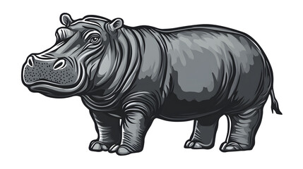 Hippopotamus illustration grey monochrome wildlife animal African mammal nature graphic zo